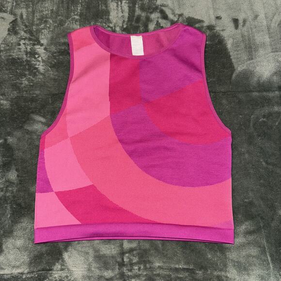 Fabletics Active Crop Top Women's XL Pink Magenta Stretch Sleeveless Activewear - Picture 8 of 8